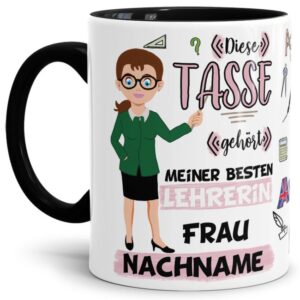 Tasse aus hochwertiger Keramik für die beste Lehrerin im Universum. Perfekt als kleines Geschenk zum Schulabschluss für die Lieblings-Lehrerin....