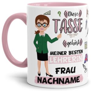 Tasse aus hochwertiger Keramik für die beste Lehrerin im Universum. Perfekt als kleines Geschenk zum Schulabschluss für die Lieblings-Lehrerin....