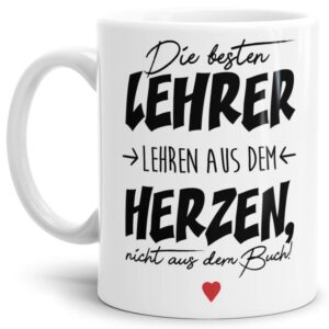 Ihr sucht ein Geschenk für die beste Lehrerin oder den coolsten Lehrer? Unsere Lehrer-Tassen mit besonderen Sprüchen sind für jeden Lehrer mit Herz...