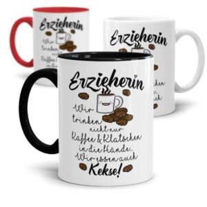 Ihr sucht ein Geschenk für die liebste Erzieherin oder den coolsten Erzieher? Unsere Tassen für Erzieherinnen oder Erzieher mit besonderen Sprüchen...