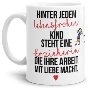 Ihr sucht ein Geschenk für die liebste Erzieherin oder den coolsten Erzieher? Unsere Tassen für Erzieherinnen oder Erzieher mit besonderen Sprüchen...