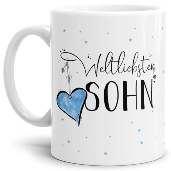 Diese Tasse aus hochwertiger Keramik mit Spruch - Weltliebster Sohn - Weiß - ist ein tolles Geschenk zum Geburtstag und eine schöne Geschenkidee...