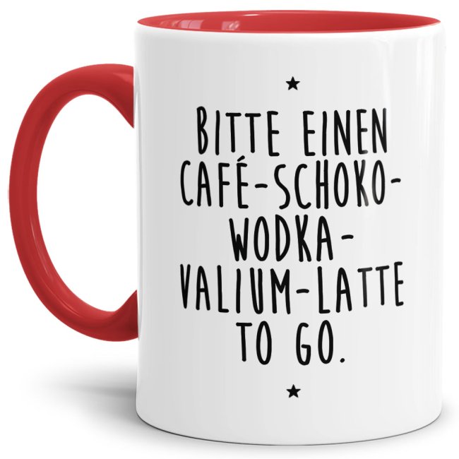 - Bitte einen Café to go - Unsere rote Keramik-Tasse passt in jede Lebenslage und zu jeder Situation. Ob als Bürotasse mit lustigem Spruch