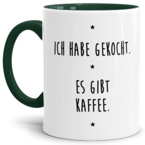 - Ich habe gekocht. Es gibt Kaffee. - Unsere dunkelgrüne Keramik-Tasse passt in jede Lebenslage und zu jeder Situation. Ob als Bürotasse mit...