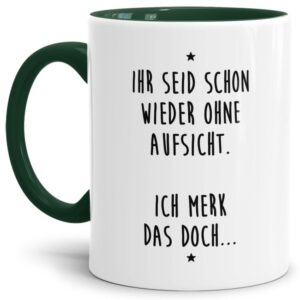 Unsere Keramik-Tasse in dunkelgrün mit lustigem Spruch - Ich merk das doch... - passt in jede Lebenslage und zu jeder Situation. Ob als Bürotasse...