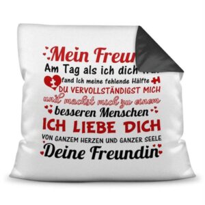 Dieses hochwertige Kissen mit liebevollem Spruch zum Thema Liebe ist ein besonderes Geschenk für den Partner zur Hochzeit