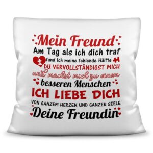 Dieses hochwertige Kissen mit liebevollem Spruch zum Thema Liebe ist ein besonderes Geschenk für den Partner zur Hochzeit