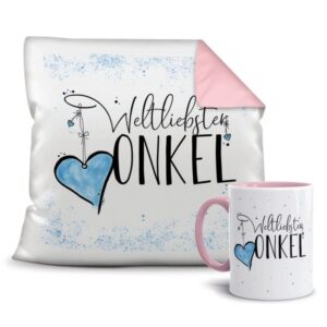 Dieses persönliche Geschenk-Set besteht aus einer Tasse und einem passenden Kissen mit Spruch - Weltliebster Onkel - Kissen und Tasse Rosa. Das Set...