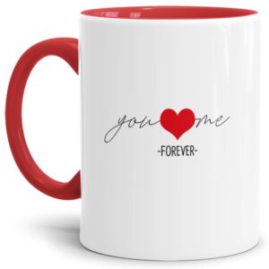 Weihnachtstasse mit süßem Spruch - you and me forever - liebevoll gestaltet - ein nettes