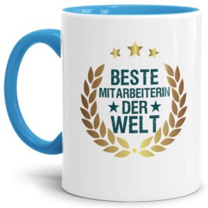 Originelle Spruch-Tasse für die beste Mitarbeiterin der Welt. Eine besondere Geschenk-Idee zu jeder Gelegenheit - zum Danke sagen für eine...