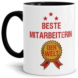 Originelle Spruch-Tasse mit Orden für die beste Mitarbeiterin. Eine besondere Geschenk-Idee zu jeder Gelegenheit - zum Danke sagen für eine...