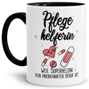 Kaffeebecher als Geschenk für die Pflegehelferin um Danke zu sagen. Unsere Berufe-Tassen mit lustigem Spruch sind immer eine tolle Geschenkidee....