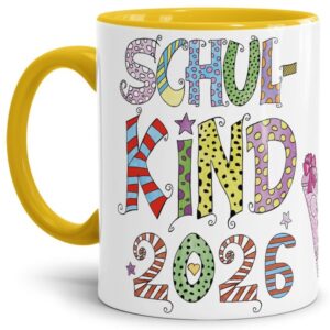 Tschüss Kindergartenzeit - Hallo Schule! Unsere liebevoll gestalteten Tassen mit gemaltem Spruch - Schulkind 2026 - sind eine tolle Geschenkidee...