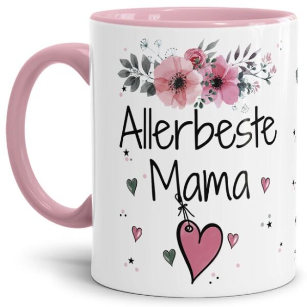 Einfach mal DANKE sagen - für die allerbeste Mama - über diesen Kaffeebecher mit dem liebevoll designten Blumenmotiv freut sich garantiert jede...