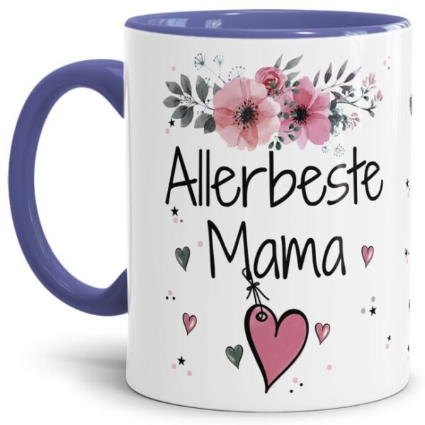 Einfach mal DANKE sagen - für die allerbeste Mama - über diesen Kaffeebecher mit dem liebevoll designten Blumenmotiv freut sich garantiert jede...