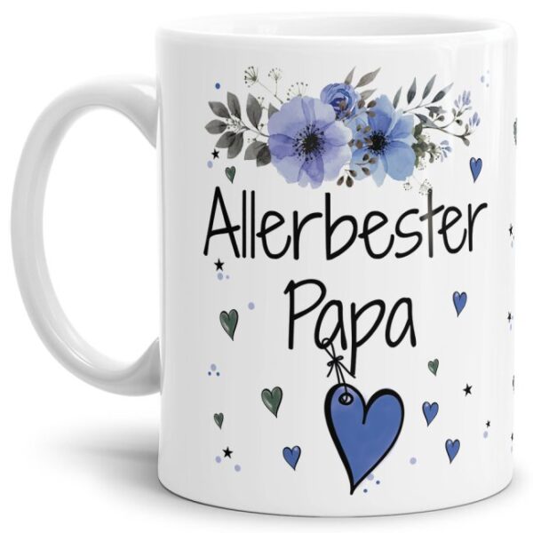 Einfach mal DANKE sagen - für den allerbesten Papa - über diesen Kaffeebecher mit dem liebevoll designten Blumenmotiv freut sich garantiert jeder...