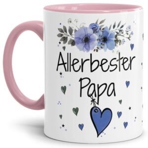 Einfach mal DANKE sagen - für den allerbesten Papa - über diesen Kaffeebecher mit dem liebevoll designten Blumenmotiv freut sich garantiert jeder...