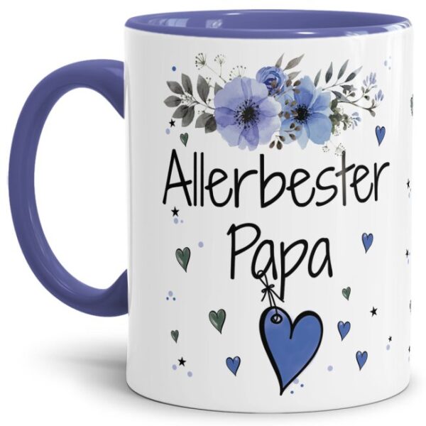 Einfach mal DANKE sagen - für den allerbesten Papa - über diesen Kaffeebecher mit dem liebevoll designten Blumenmotiv freut sich garantiert jeder...