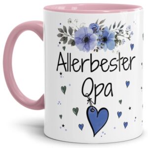 Einfach mal DANKE sagen - für den allerbesten Opa - über diesen Kaffeebecher mit dem liebevoll designten Blumenmotiv freut sich garantiert jeder...