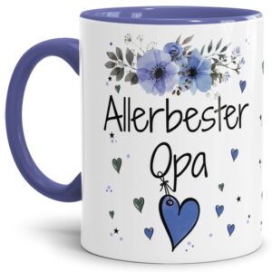 Einfach mal DANKE sagen - für den allerbesten Opa - über diesen Kaffeebecher mit dem liebevoll designten Blumenmotiv freut sich garantiert jeder...