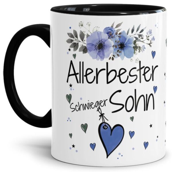 Einfach mal DANKE sagen - für den allerbesten Schwiegersohn - über diesen Kaffeebecher mit dem liebevoll designten Blumenmotiv freut sich...