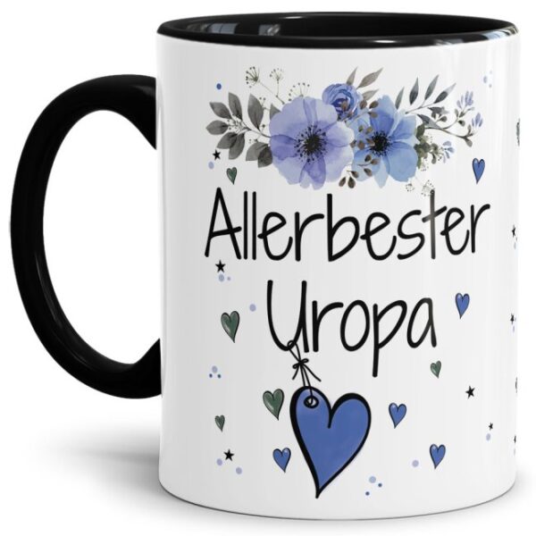 Einfach mal DANKE sagen - für den allerbesten Uropa - über diesen Kaffeebecher mit dem liebevoll designten Blumenmotiv freut sich garantiert jeder...