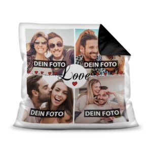 Kissen mit Fotocollage und passendem Spruch inklusive Kissenfüllung - LOVE - zum selbst Gestalten mit vier eigenen Fotos. Eine sehr persönliche...