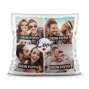 Kissen mit Fotocollage und passendem Spruch inklusive Kissenfüllung - LOVE - zum selbst Gestalten mit vier eigenen Fotos. Eine sehr persönliche...