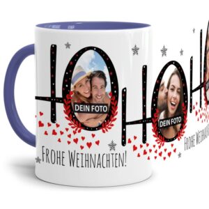 Diese Tasse mit weihnachtlicher Fotocollage ist ein besonders persönliches Weihnachtsgeschenk zum selbst Gestalten. Füge in das liebevoll...