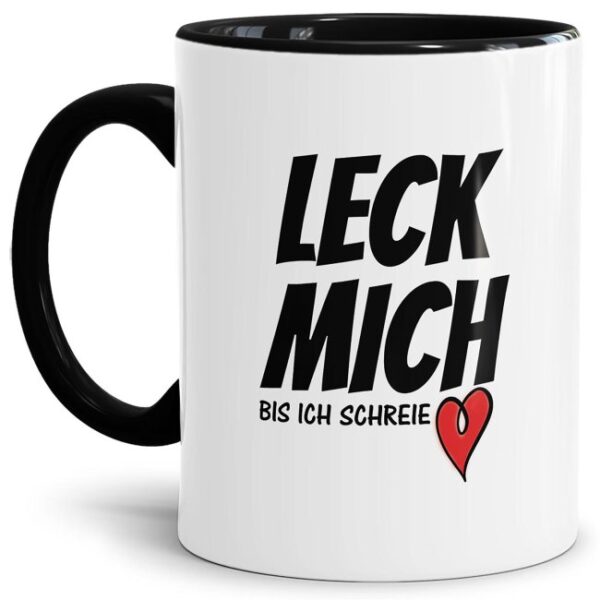 Tasse mit frechem Spruch mit schwarzem Akzent aus hochwertiger Keramik mit eindeutig-zweideutiger Botschaft - ein spezielles und besonderes...