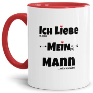 Manchmal brauchen die Männer von ihren Frauen einen Wink mit dem Zaunpfahl - unser Kaffee-Pott mit schwarzem Akzent und witzigem Spruch - Ich liebe...