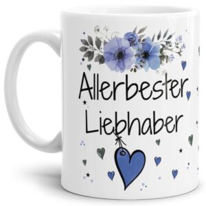 Liebevoll gestaltete Motivtasse - Weiß - mit süßem Spruch - Allerbester Liebhaber. Ganz persönliches und originelles Geschenk und süße...