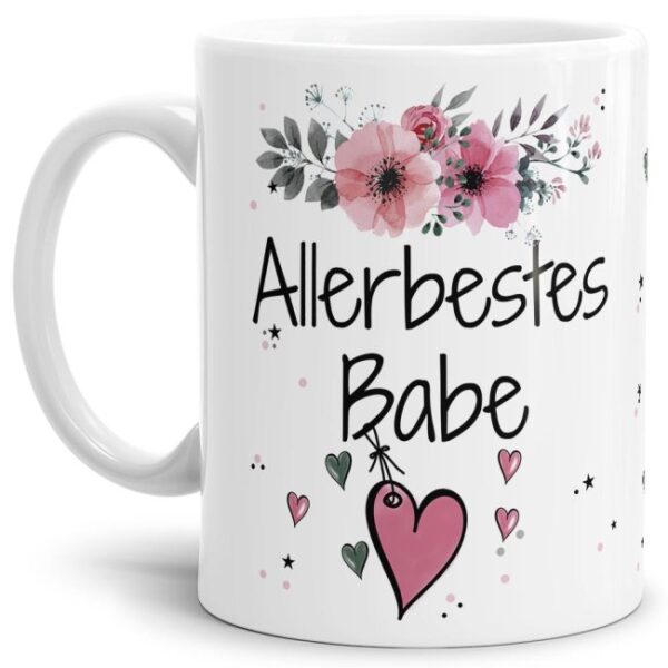 Liebevoll gestaltete Motivtasse - Weiß - mit süßem Spruch - Allerbestes Babe weiblich. Ganz persönliches und originelles Geschenk und süße...