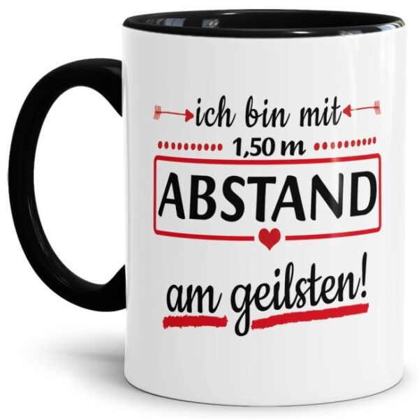 Lustige Keramiktasse mit schwarzem Akzent zum Thema 1