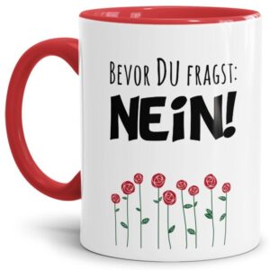 Witzig bedruckte Kaffeebecher für Büro und Arbeit mit rotem Akzent - man muss auch mal NEIN sagen können - als kleine Aufheiterung für die...