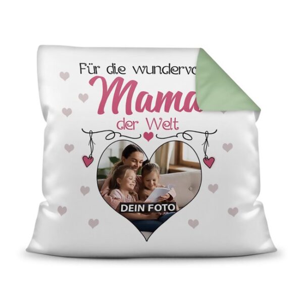 Suchst Du ein besonderes Fotogeschenk für Deine Mama? Hier gestaltest Du ein edles Fotokissen für die beste Mama mit dem schönsten