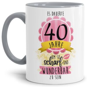 Tasse mit lustigem Spruch als kleines Geschenk zum 40. Geburtstag - es dauerte 40 Jahre