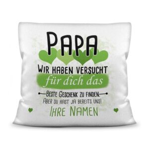 Du suchst das beste Geschenk für Papa? Dann ist dieses personalisierte Namenskissen genau richtig. Ergänze das Kissen mit den Namen der Kinder und...