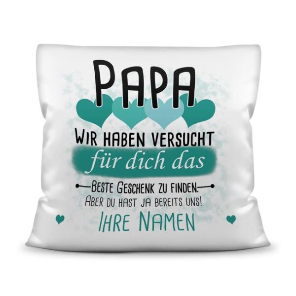 Du suchst das beste Geschenk für Papa? Dann ist dieses personalisierte Namenskissen genau richtig. Ergänze das Kissen mit den Namen der Kinder und...