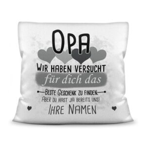 Du suchst das beste Geschenk für Opa? Dann ist dieses personalisierte Namenskissen genau richtig. Ergänze das Kissen mit den Namen der Enkel und Du...