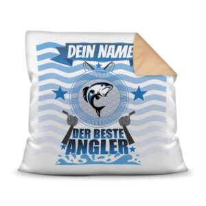 Personalisierbares Kissen mit lustigem Spruch für den besten Angler der Welt. Ein lustiges Geschenk für den besten Kumpel