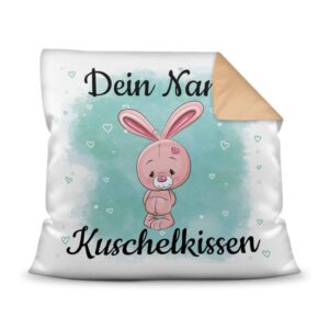 Unser Kissen für Kinder mit Tiermotiv Hase - Rückseite Beige - ist das perfekte Kuschelkissen fürs Kinderzimmer - auch als ganz persönliches...