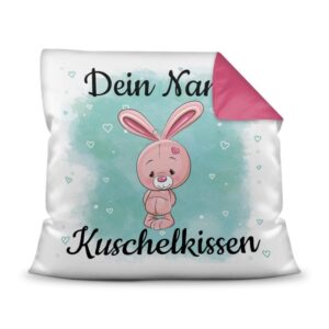 Unser Kissen für Kinder mit Tiermotiv Hase - Rückseite Pink - ist das perfekte Kuschelkissen fürs Kinderzimmer - auch als ganz persönliches...