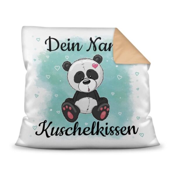 Unser Kissen für Kinder mit Tiermotiv Panda - Rückseite Beige - ist das perfekte Kuschelkissen fürs Kinderzimmer - auch als ganz persönliches...