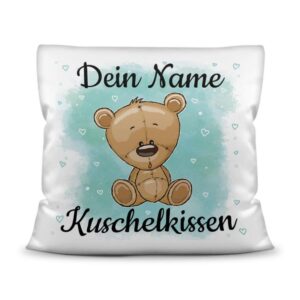 Unser Kissen für Kinder mit Tiermotiv Teddy braun in Weiß mit seidig-glatter Oberfläche ist das perfekte Kuschelkissen fürs Kinderzimmer - auch als...