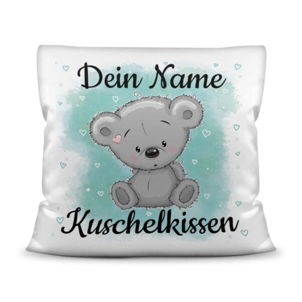 Unser Kissen für Kinder mit Tiermotiv Teddy grau in Weiß mit seidig-glatter Oberfläche ist das perfekte Kuschelkissen fürs Kinderzimmer - auch als...