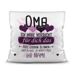 Du suchst das beste Geschenk für Oma? Dann ist dieses personalisierte Namenskissen genau richtig. Ergänze das Kissen mit dem Namen des Enkelkindes...