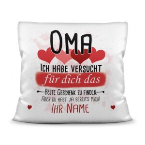 Du suchst das beste Geschenk für Oma? Dann ist dieses personalisierte Namenskissen genau richtig. Ergänze das Kissen mit dem Namen des Enkelkindes...