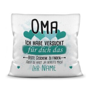 Du suchst das beste Geschenk für Oma? Dann ist dieses personalisierte Namenskissen genau richtig. Ergänze das Kissen mit dem Namen des Enkelkindes...