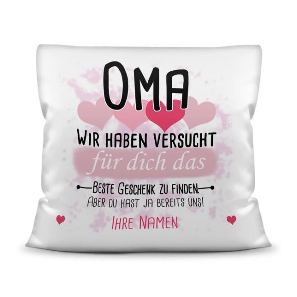 Du suchst das beste Geschenk für Oma? Dann ist dieses personalisierte Namenskissen genau richtig. Ergänze das Kissen mit den Namen der Enkel und Du...